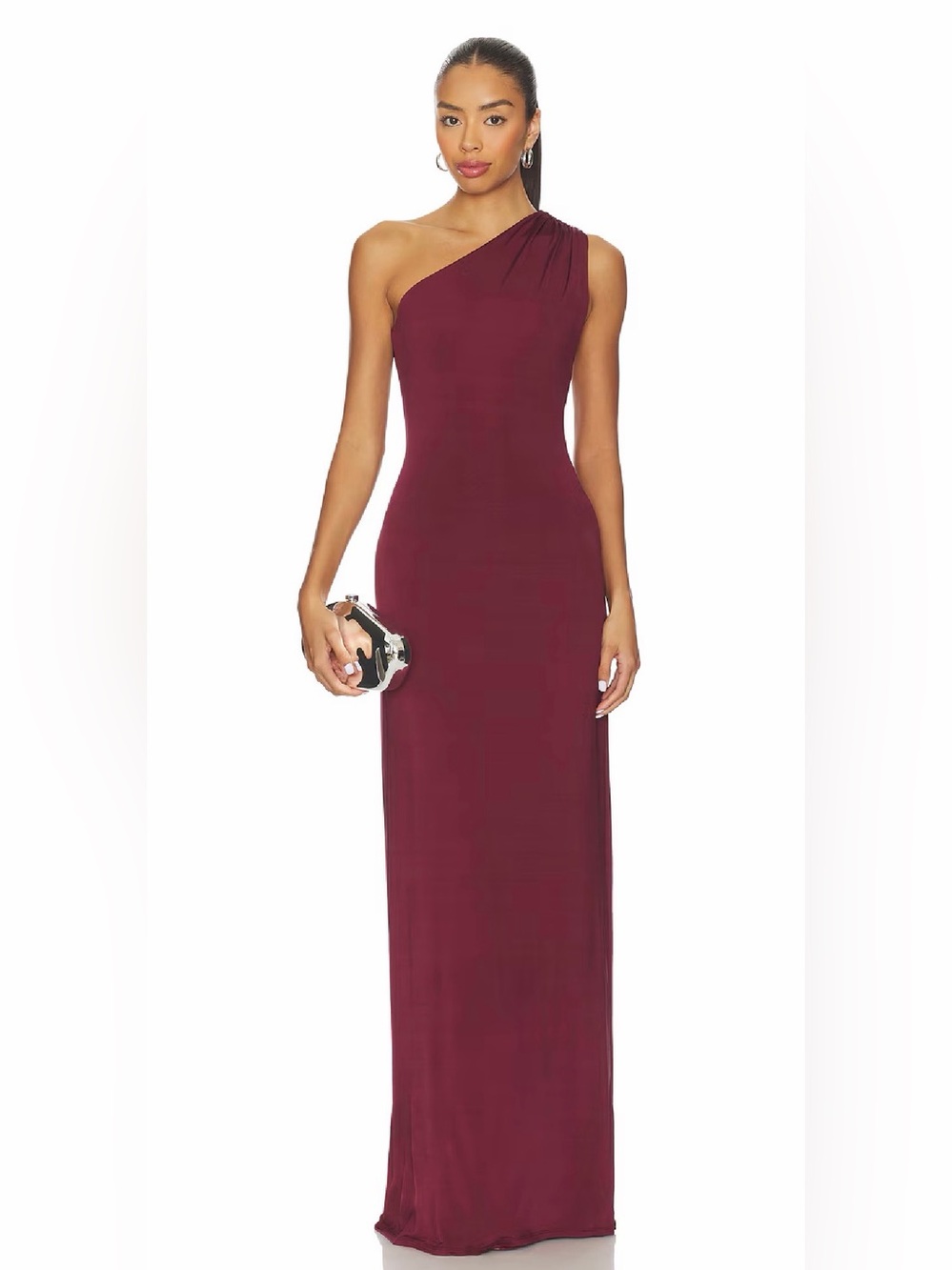 Lovers + Friends Revolve Elizabeth Wine One Shoulder Ring Cutout Gown XS NWT